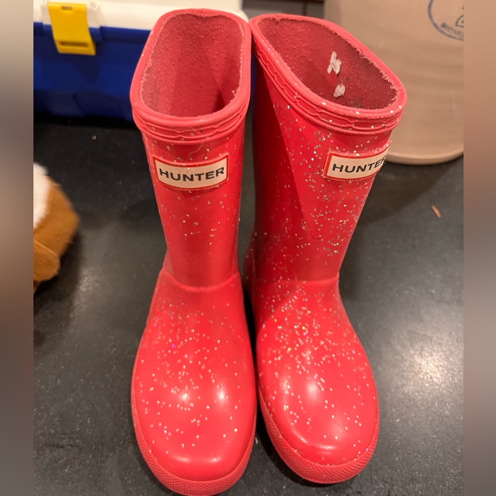 Hunter Wellies kids size 9 pink with glitter